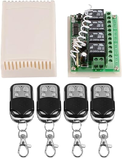 DC 12V draadloze radio afstandsbedieningschakelaar, 433Mhz RF relais ontvanger module met 4 zenders voor slimme huis afstandsbedieningschakelaar