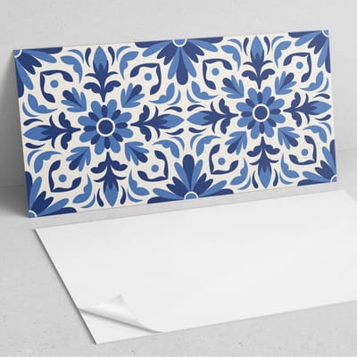 Coloray Wandpanelen Zelfklevend - Bloemenpatroon met bladeren PVC Wandpaneel - 100 cm x 50 cm - Blauw Wandbekleding Zelfklevend - 1 stuk - Mozaïeken Wandpanelen Zelfklevend - Wandpanelen Keuken - Wandpaneel Badkamer