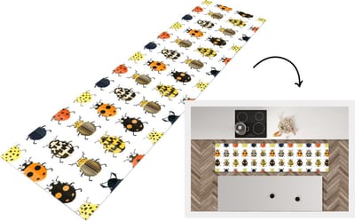 Keukenloper - Loper keuken - Kever - Insecten - Design - 200x50 cm - Keukenloper vinyl