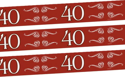 Folat Verjaardag/jubileum markeerlint - 3x - 40 jaar - 15 meter - rood - afzetlint