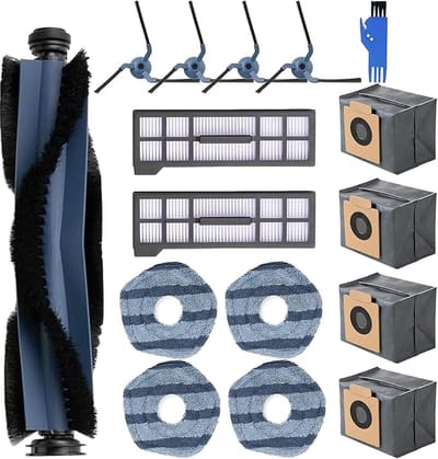16 stuks reserveonderdeel voor Eufy X10 Pro Omni robotstofzuiger, 1 rolborstel, 4 zijborstels, 2 filters, 4 dweilpad, 4 stofzak, 1 reinigingsborstel