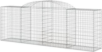 Schanskorven Set - Gabion Manden - Tuin Afscheiding - Gewelfd Ontwerp - 300x50x120 cm - Zilver