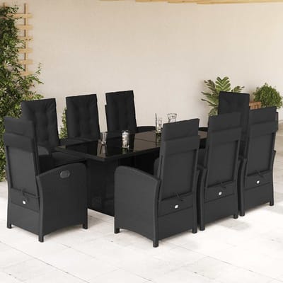 vidaXL - 9-delige - Tuinset - poly - rattan - zwart