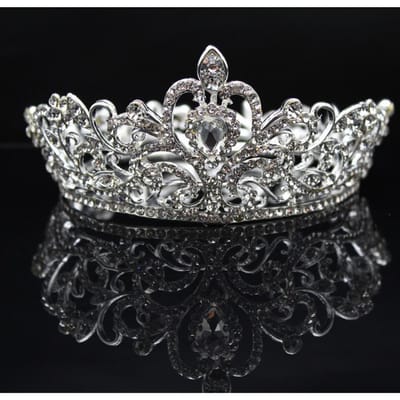 Volledig Ronde Kristal Strass Bruiloft Tiara's Bruids Haaraccessoires Kinderkroon voor Taarttopper Festival Feest Schoolbal Cadeau gray