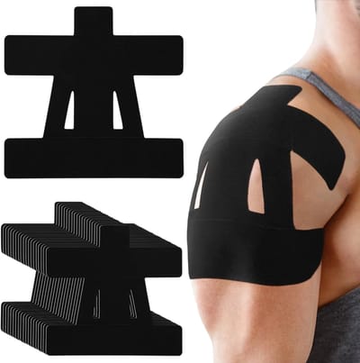 10 stuks kinesiologietape schouder voorgeknipt – kinesiotape schouder sporttape tegen schouderpijn, waterdicht en ademend - elastische tape voor ondersteuning en herstel - Zwart