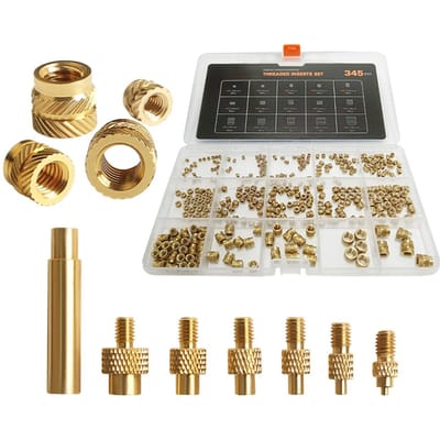 3D-printen Hot Melt Heat Knurled Embed Injection Koperen Inzetmoer 345 stuks met 7 stuks HeatSet veelkleurig