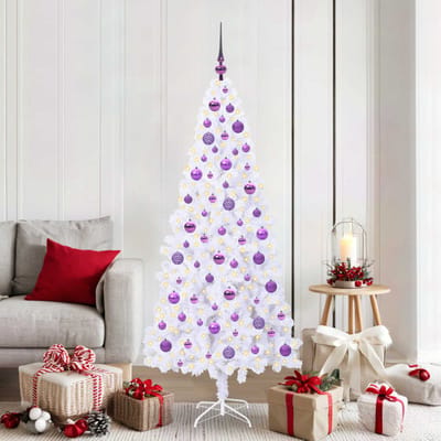vidaXL - Kunstkerstboom - met - 300 - LED - Wit - 180 - cm - PVC - en - Staal