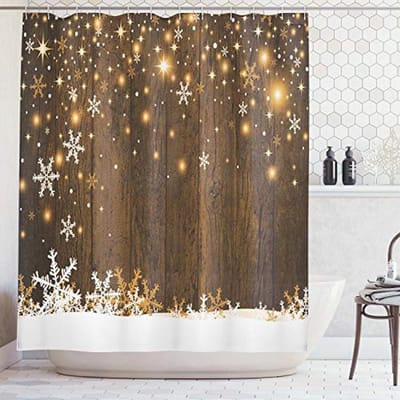 Douchegordijn - Badkamerdecoratie - Badkamer opfrissen - Uniek design - 175 x 200 cm - Bruin wit