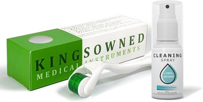 Dermaroller 1.5 mm met Cleaning spray - 540 Naalden - Steriel Verpakt - Hoge kwaliteit Chirurgisch staal - Bewezen effectief tegen rimpels, acne littekens, en cellulitis & Stimulatie van haargroei op de hoofdhuid, baardgroei