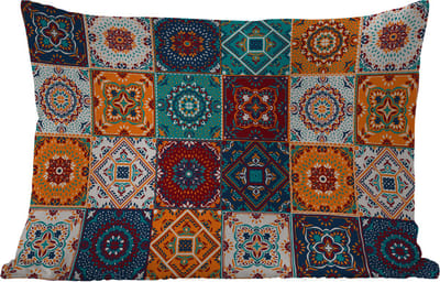 Buitenkussens - Tuin - Retro - Bladeren - Design - Oranje - Bruin - 50x30 cm