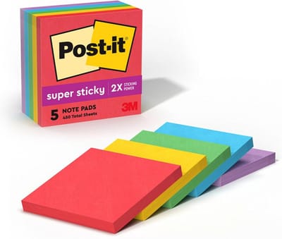 Plakbriefjes 3 inch x 3 inch - Speelse Primaries - 5 verpakkingen
