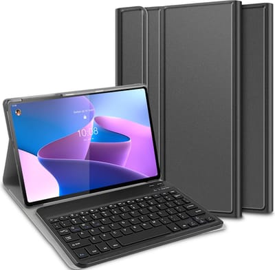 Just in Case tablet Hoes met Toetsenbord geschikt voor Lenovo Tab P12 Pro - QWERTY Bluetooth Keyboard Case - Zwart