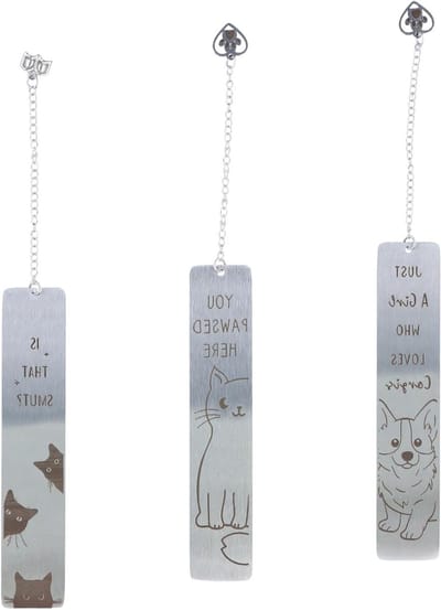 Set van 3 Gepersonaliseerde Metaal Boekenleggers met Kat en Hond - Ideaal Cadeau voor Boekenliefhebbers en Lezersaccessoires
