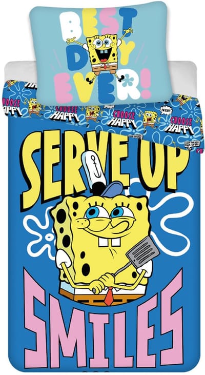 Spongebob Serve up dekbedovertrek 140 x 200 - 70x90cm - Katoen