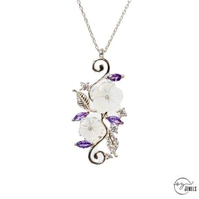 OZ Jewels – Liefdestuin Magnolia Ketting – Zilver – Amethist – Dames