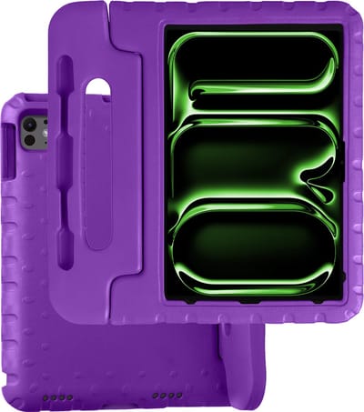 Hoesje Geschikt voor Apple iPad Pro (2024/2025) - 13 inch - Kinderhoes Shockproof Bumper - Kidsproof Case - Tablet Hoes - Kinder Hoes Cover - Paars