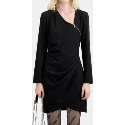 The Kooples Short Wrap Dress With Long Sleeves And A Fancy Zipper Black Größe: 34 | Minikleider Outlet | Damen | Schwarz