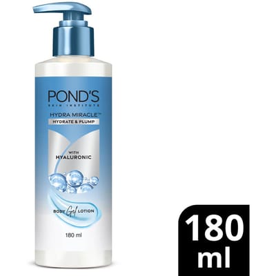 Pond's Hydra Miracle Gel Bodylotion 180ml Op Waterbasis Hydraterende Crème Voor Een Zachte, Gladde Huid Snel Absorberend Niet Plakkerig Voor Alle Huidtypen gray