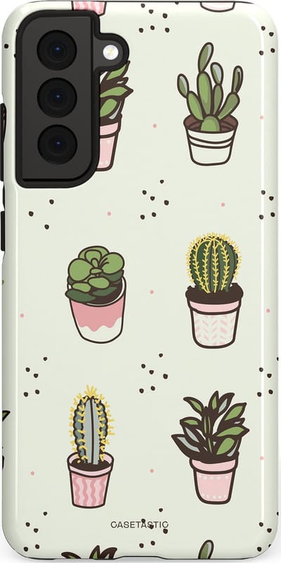 Casetastic Hoesje Geschikt voor Samsung S21 FE - Stijlvolle Beschermende Duo-layer Case - Familie Cactus