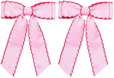 Dailygoods - 2er Set 5 inch Haarschuifjes Clips met Alligator Clips, Handgemaakte Grosgrain Linten Haarclips voor Meisjes en Vrouwen, Roze met Rozerood