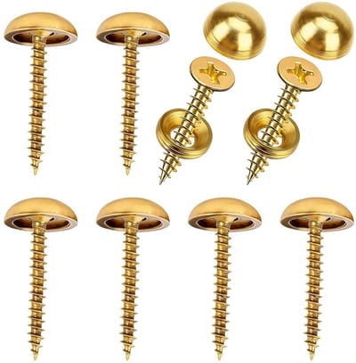 Houtschroeven set van 8 stuks, zelftappende schroeven met decoratieve doppen voor meubels, glas en kasten