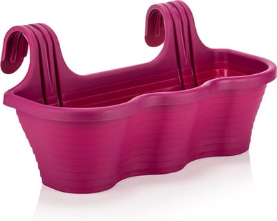 2 Stuks balkonbak roos Fushia bloempot plantenbak kruidentuin 10L rechthoekige met haken