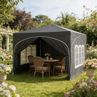 Opvouwbaar Easy-Up Partytent - Premium easy-up Partytent - Waterdicht - UV Bescherming - Metalen frame - Geschikt voor Familiebijeenkomsten, picknicks, sportevenementen, rommelmarkten, barbecues, strandactiviteiten - Grijs