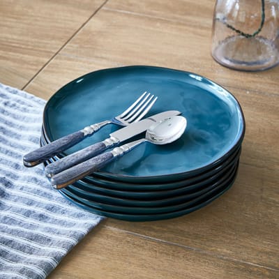 LOBERON Bord set van 6 Biarré blauw
