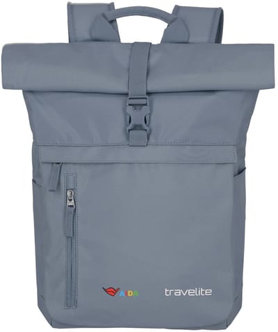 travelite vrijetijdsrugzak rugzak met laptopvak Basic Aida Rollup Backpack 35L Smoky Blue blauwgrijs