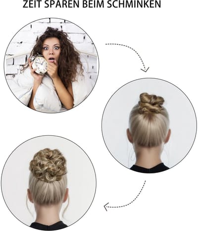 Dailygoods- Haarstuk Krullend - Synthetisch Haarstuk - Bun Haarstuk - Knot met Elastische Band - Lichtgewicht 45 Gram - Hittebestendig Materiaal - Haaraccessoire