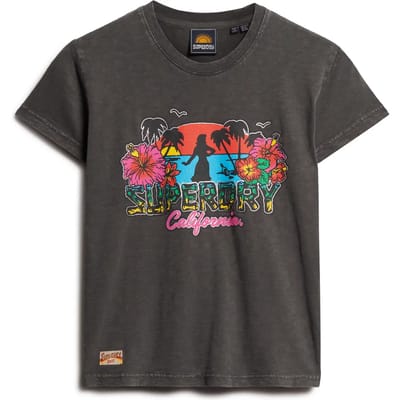 Superdry Cali Sticker Fitted T-shirt Met Korte Mouwen Bruin XS Vrouw