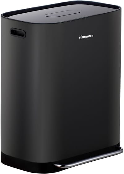 Homra Rockx Prullenbak Afvalscheiding 60 liter - 2 Vakken (2x30L) - Zwart - Pedaalemmer met Binnenemmers en Geurfilter - RVS - Dubbele Vuilnisbak Keuken