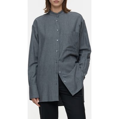Closed Oversized Shirt With Pocket Shirts & Blouses Dark Grey Melan Maat: XS | Longsleeves Outlet | Dames | Grijs