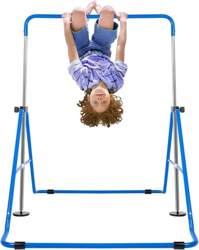 Kinder Turnstang - Gymnastiekstang Trainingsapparatuur - Thuis Sporten - In Hoogte Verstelbaar - 150 kg Draagvermogen - Blauw