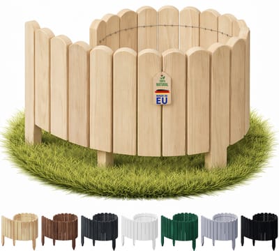 Floranica gazonrand border 10 x 100 cm Natuurkleur Flexibele border houten steekhek voor gazon en verhoogde bedden