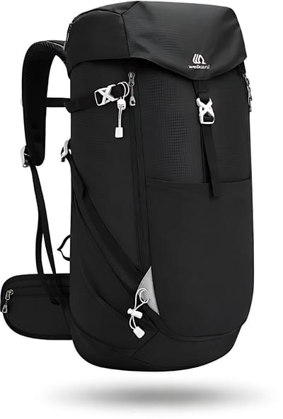 CarryQuest® 50L Hiking Backpack - Waterdichte Trekking Rugzak met Regenhoes, Rugventilatie & Verstelbare Schouderbanden - Zwart