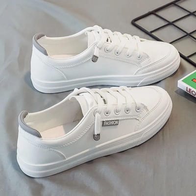 WTEMPO Mode Witte Ronde Neus Platte Schoenen Dames Lente en Herfst Lage Hak Veters Casual Schoenen Diamant Ademend Comfortabel Antislip Boardschoenen 40 grijs