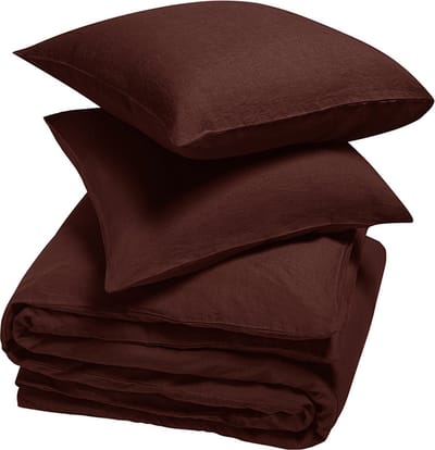 Yumeko dekbedovertrek gewassen linnen rosewood 200x220 + 2/60x70 - Biologisch & ecologisch