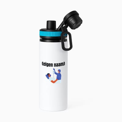 Hacebo® - dokter met patient met eigen naam waterfles met draaidop blauw - Dokter - iemand die dokter is - ziekenhuis - verjaardag - cadeau - kado - water fles - 850ML