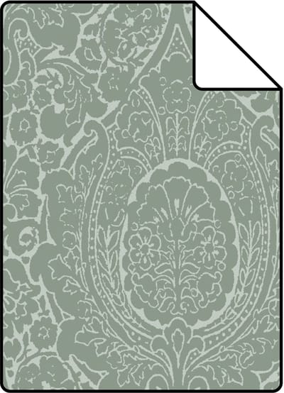 Proefstaal ESTAhome behang ornamenten vergrijsd groen - 26.5 x 21 cm - 139633-S