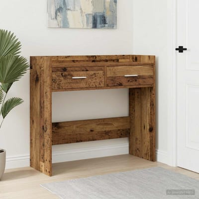 vidaXL - Wandtafel - Oud - hout - 90 - x - 35 - x - 80 - cm - Bewerkt - hout