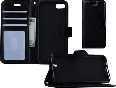 Hoesje - Geschikt voor Apple iPhone 7 - Luxe Bookcase - Walletcase Hoes - Portemonnee - Cover - Telefoonhoes - Zwart