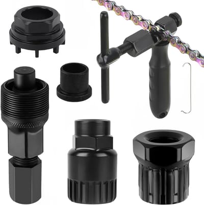 Fiets Slot Gereedschap Set met Cassette Tool, Crankshaft Trekker en Ketting Rivet Verwijderaar voor Diverse Fietstypes
