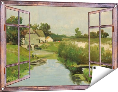 Gards Tuinposter Doorkijk Zomerdag - Johan Hendrik Weissenbruch - 90x60 cm - Tuindoek - Tuindecoratie - Wanddecoratie buiten - Tuinschilderij