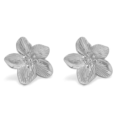 Statement Oorbellen Bloem | Stainless Steel Zilver