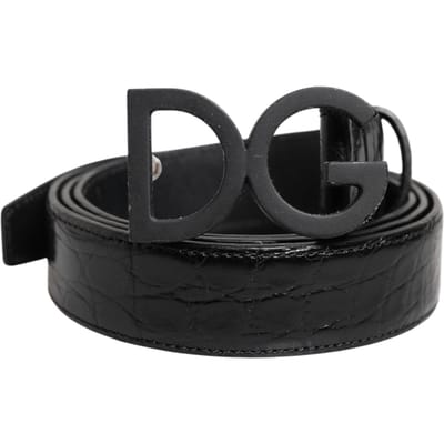 Dolce & Gabbana Zwarte Leren Klassieke Metalen DG Gesp Riem