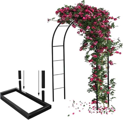 Tuin Rozenboog - Metalen Prieel - Klimplant Ondersteuning - Dubbele Montage - 280x220cm - Zwart