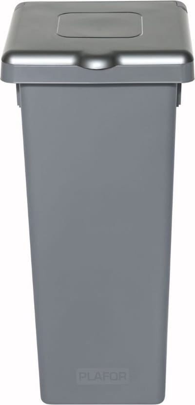 Plafor Fit Afvalemmer met Gesloten Deksel 20L – Recycling – Grijs/Grijs