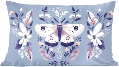 Sierkussens - Kussentjes Woonkamer - 60x40 cm - Vlinder - Vleugels - Stippen - Bloemen