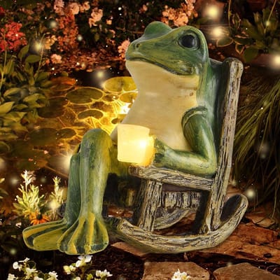 Allecto - Solar Garden Decoration - Tuinfiguur Kikker met Licht - Decoratieve Tuinaccessoire - 10x6x10 cm - Geschikt voor Patio en Tuin - Waterdich..